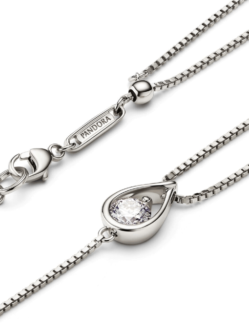 Pandora Infinite 14k White Gold Lab-grown Diamond Double Chain Bracelet - Image 4