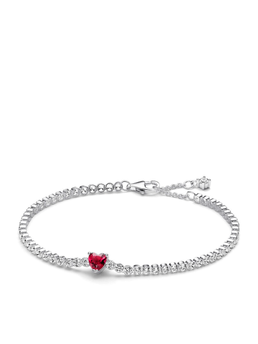Red Sparkling Heart Tennis Bracelet - Image 2