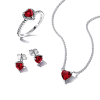 Sparkling Red Heart Ring Set