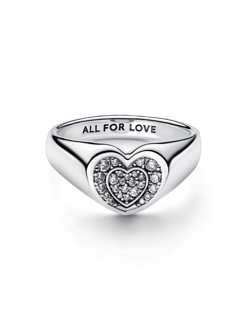 FINAL SALE - Radiant Heart Pave Signet Ring - Image 5