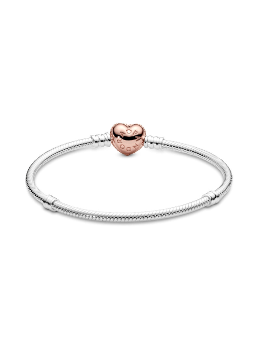 Pandora Moments Pave Heart Clasp Snake Chain Bracelet - Image 4