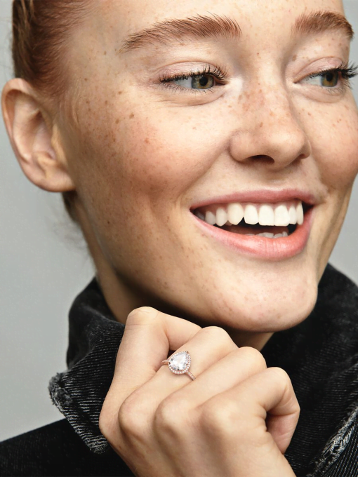 Sparkling Teardrop Halo Ring - Image 4