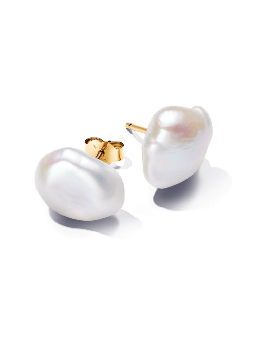 Baroque Treated Freshwater Cultured Pearl Stud Earrings - Image 3