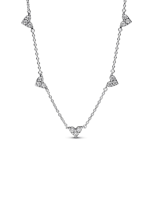 Triple Stone Heart Station Necklace and Earring Set - Image 4