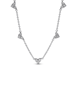 Triple Stone Heart Station Chain Necklace
