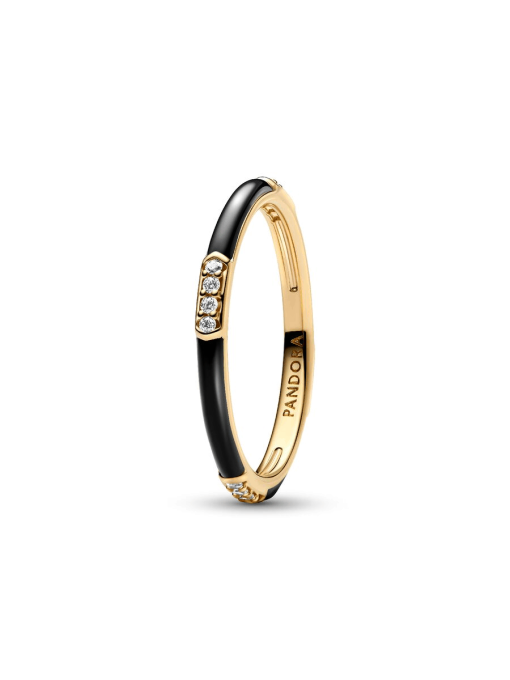 Black Enamel & Stones Ring - Image 3