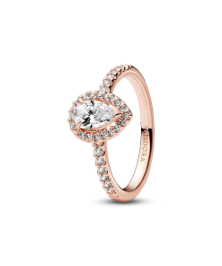 Sparkling Pear Halo Ring