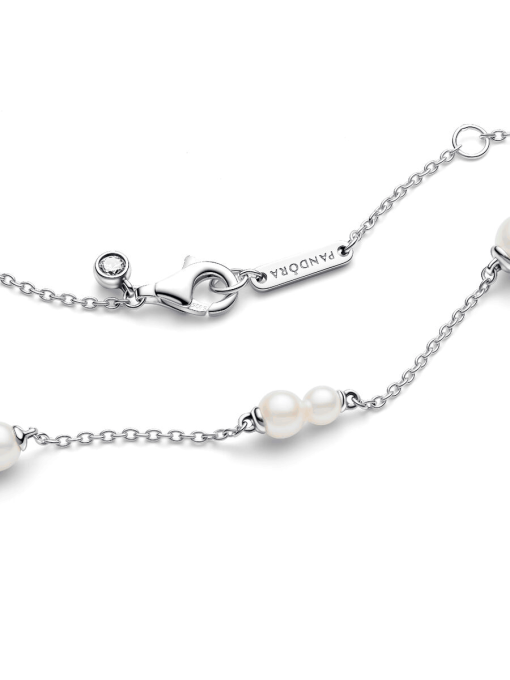 Treated Freshwater Cultured Pearl Station Chain Necklace - Image 4