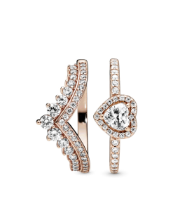 Heart of Rose Princess Wishbone Stacking Ring Set