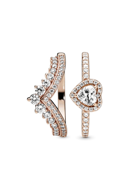 Heart of Rose Princess Wishbone Stacking Ring Set
