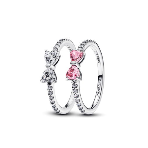 Sparkling Bow Duo Ring Set