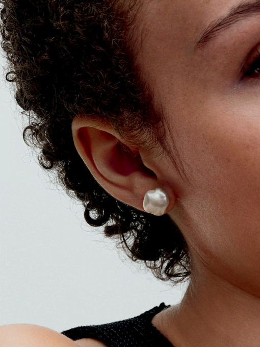 Baroque Treated Freshwater Cultured Pearl Stud Earrings - Image 2