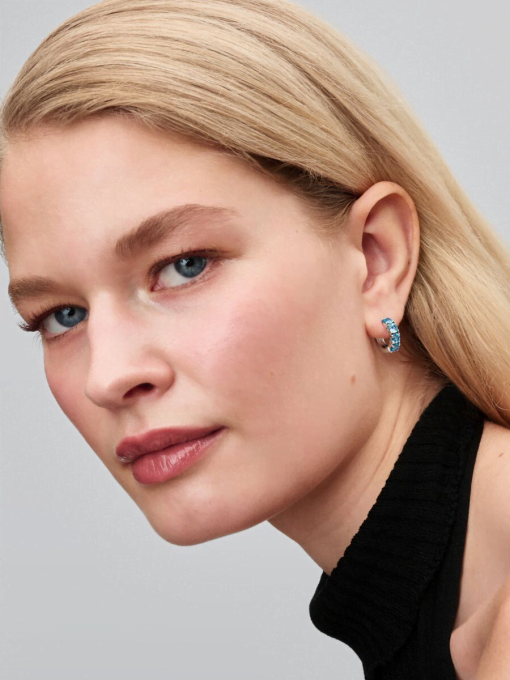 Light Blue Hoop Earrings - Image 4