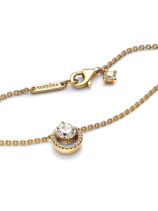 Sparkling Round Halo Pendant Collier Necklace - Image 7