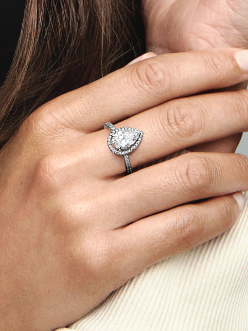 Sparkling Pear Halo Ring - Image 2