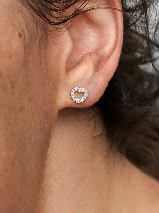 Open Heart Stud Earrings - Image 2