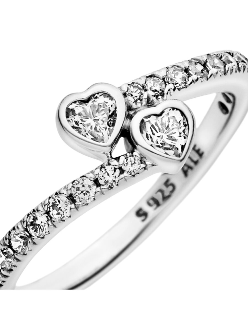 Two Sparkling Hearts Ring - Image 7