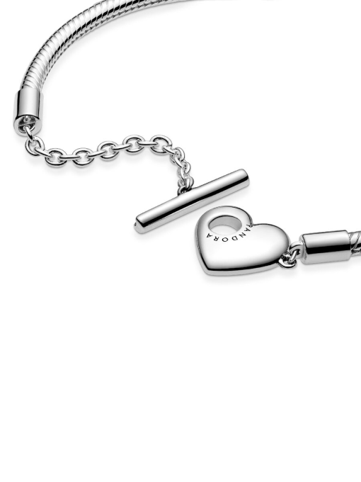 Pandora Moments Heart T-Bar Snake Chain Bracelet - Image 5