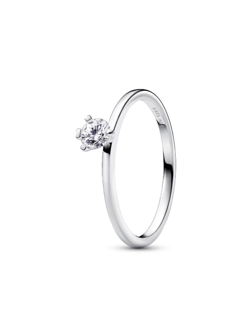 Pandora Nova Sterling Silver Off-set Lab-grown Diamond Ring