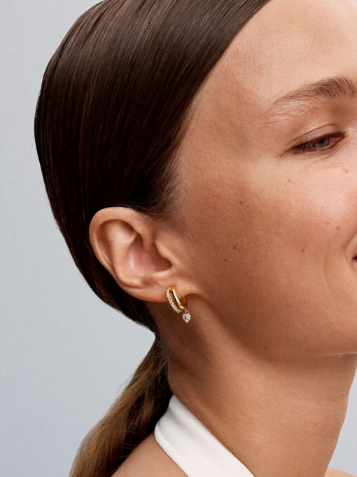 Dangling Heart Hoop Earrings - Image 4