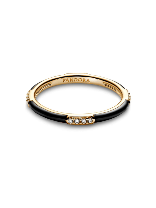 Black Enamel & Stones Ring - Image 5