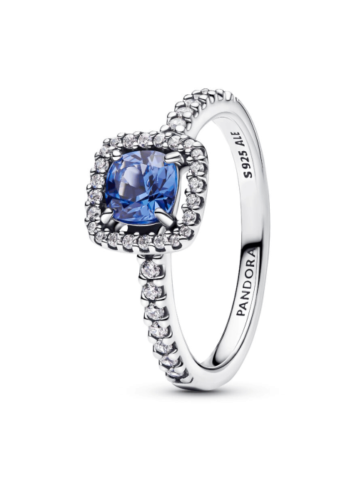 Sparkling Square Blue Halo Ring - Image 3