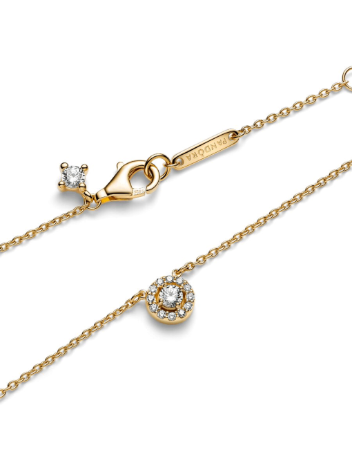 Round Pave Halo Pendant Necklace - Image 6