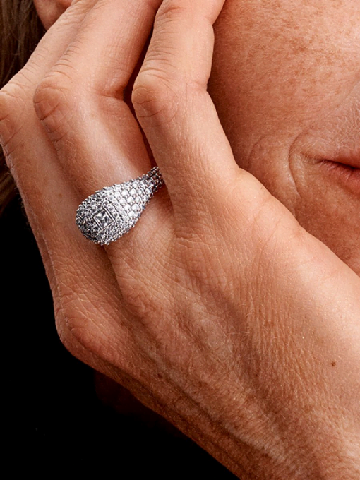 Pave Square Cocktail Ring - Image 2