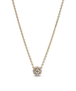 Round Pave Halo Pendant Necklace