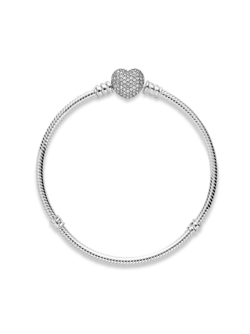 Moments Sparkling Heart & Snake Chain Bracelet - Image 6