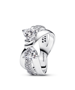 Sparkling Bow Crossover Ring