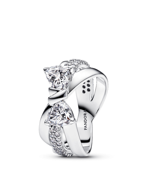 Sparkling Bow Crossover Ring