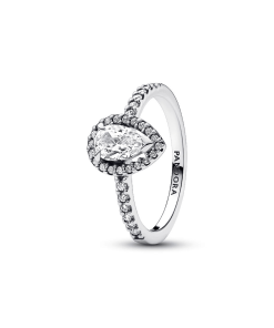 Sparkling Pear Halo Ring