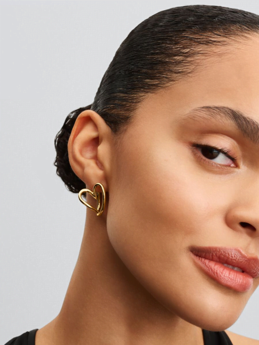 Organically Shaped Heart Hoop Earrings - Image 4