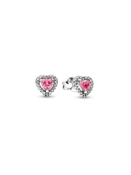 Elevated Pink Heart Stud Earrings - Image 3