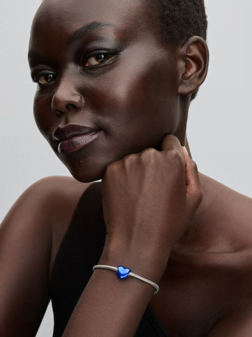 Metallic Blue Heart Charm - Image 4