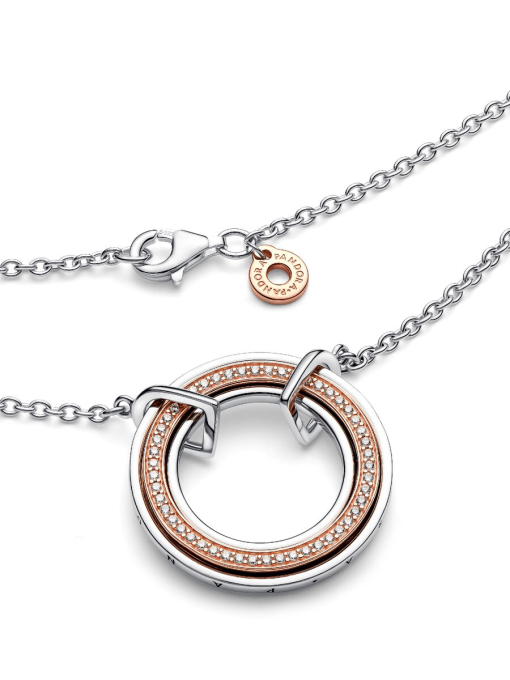 Pandora Signature Two tone Logo & Pave Necklace - Image 6