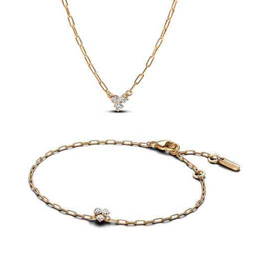 Lab-Grown Diamond Cluster Paperclip Necklace & Bracelet Set - Image 2