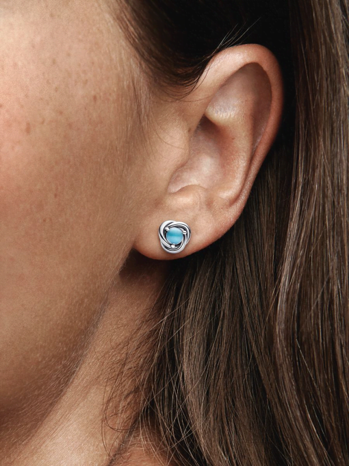 December Turquoise Blue Eternity Circle Stud Earrings - Image 2
