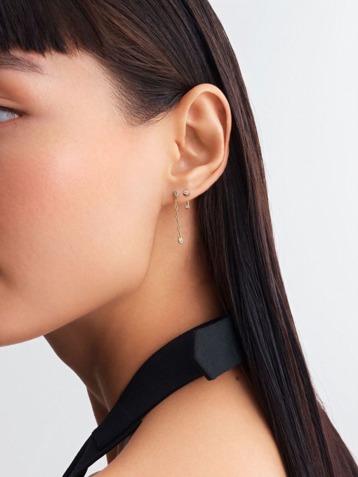 Pandora Era Bezel Lab-Grown Diamond Paperclip Chain Drop Earrings - Image 6