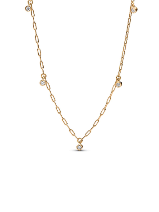 Pandora Era Bezel Lab-Grown Diamond Dangle Station Paperclip Chain Necklace - Image 3