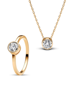 Lab-Grown Diamond Bezel Necklace & Ring Set