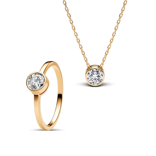 Lab-Grown Diamond Bezel Necklace & Ring Set