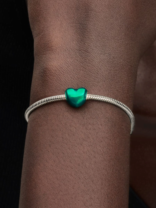 Metallic Green Heart Charm - Image 2