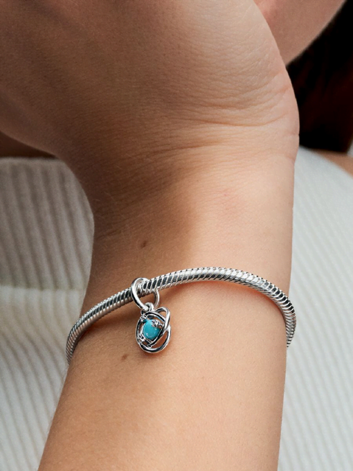 Turquoise Blue Eternity Circle Dangle Charm - Image 2