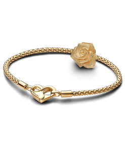 Golden Rose in Bloom Charm Bracelet Set