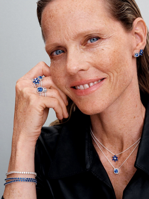 Sparkling Square Blue Halo Ring - Image 6