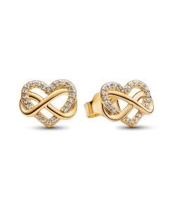Sparkling Infinity Heart Stud Earrings