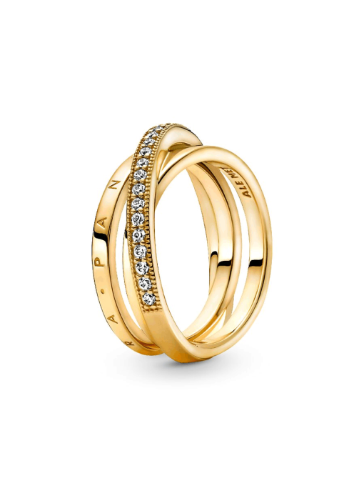 Crossover Pave Triple Band Ring