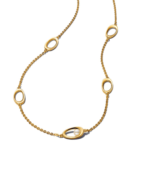 Organically Shaped Oval & Treated Freshwater Cultured Pearl Necklace - Image 3
